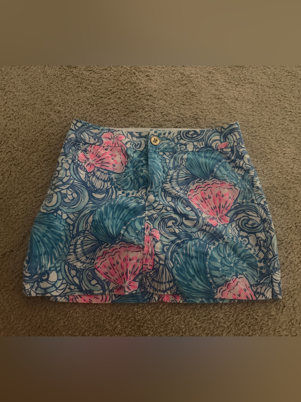 Lilly Pulitzer Pink and Blue Seashell Print Mini Skirt